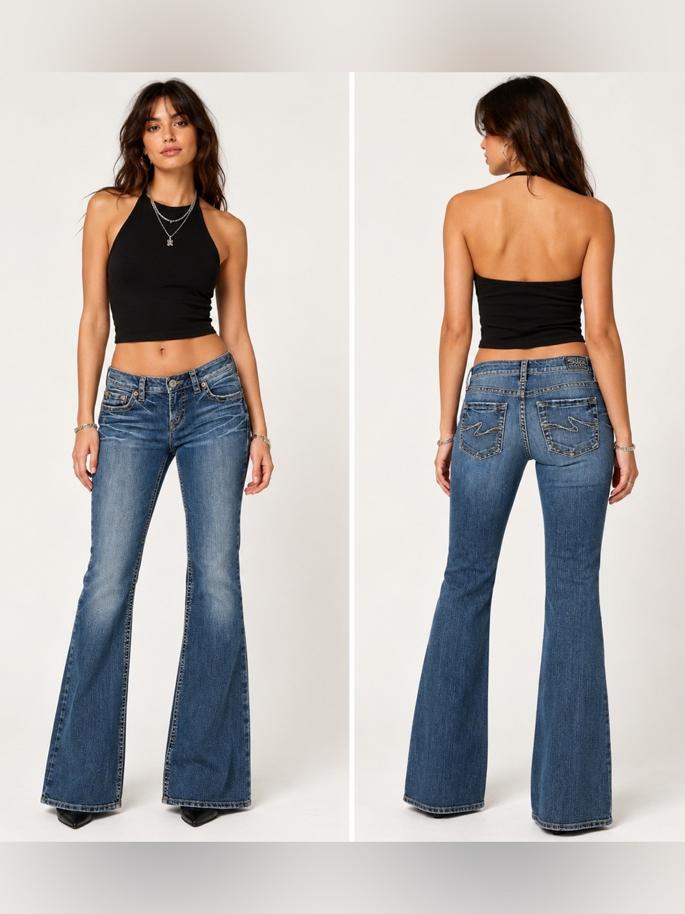Silver Jeans Vintage Y2K Aiko Low Rise Flare Denim Jeans Medium Wash Size 29